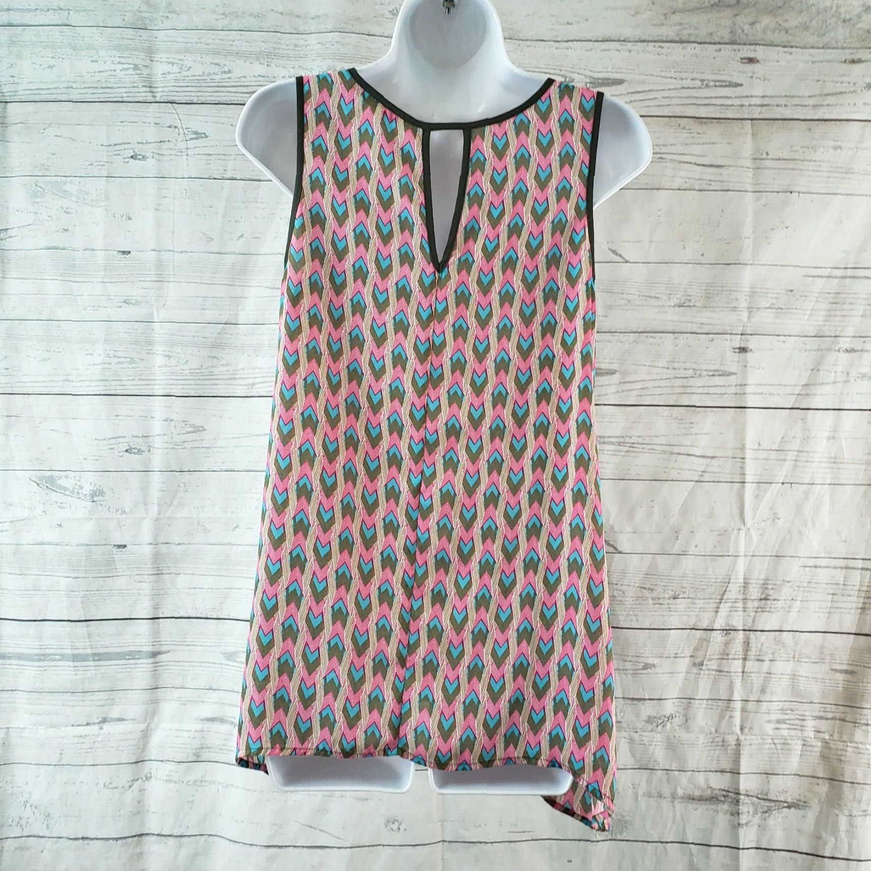 Pinko Daniel Rainn Womens Tank Top Pink Geometric Scoop Neck Size S Size S / US 4 / IT 40 - 4 Thumbnail