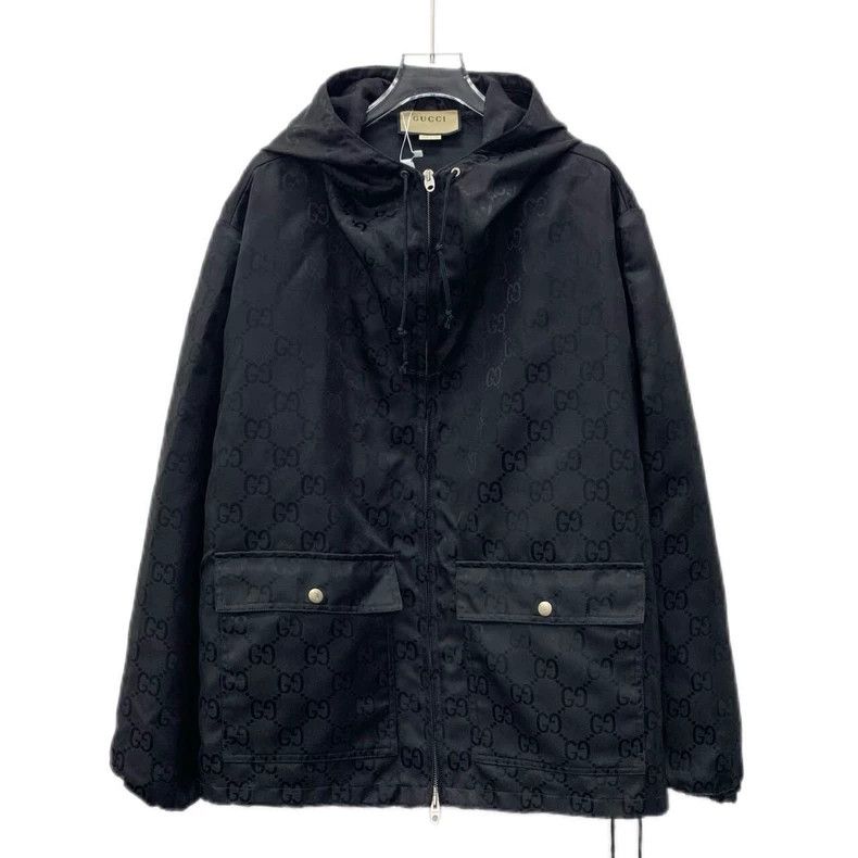 Gucci Gucci Black logo dark pattern full print hooded zipper long Size US M / EU 48-50 / 2 - 1 Thumbnail