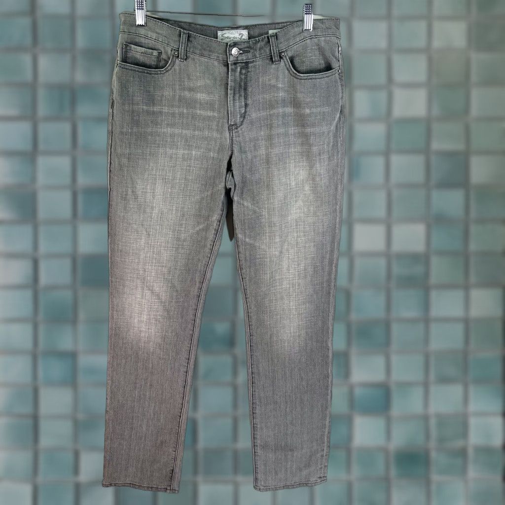7 For All Mankind 7 For All Mankind Embroidered Slim Straight Jeans Women Size 32 Gray 32X34 Designer Size 24" / US 00 / IT 34 - 1 Thumbnail