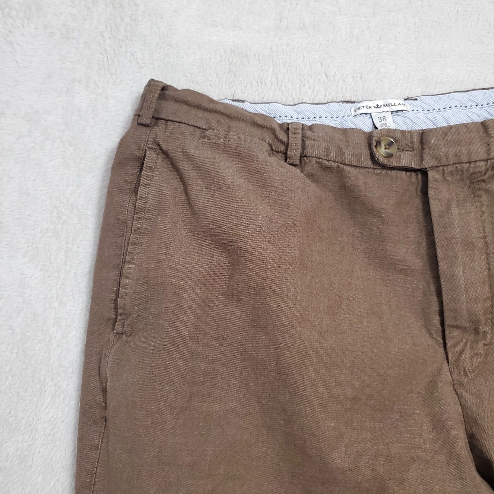 Peter Millar Peter Millar Pants Mens 38 Brown 100% Cotton Flat Front Chino 36X29 FLAW Size US 38 / EU 54 - 4 Thumbnail