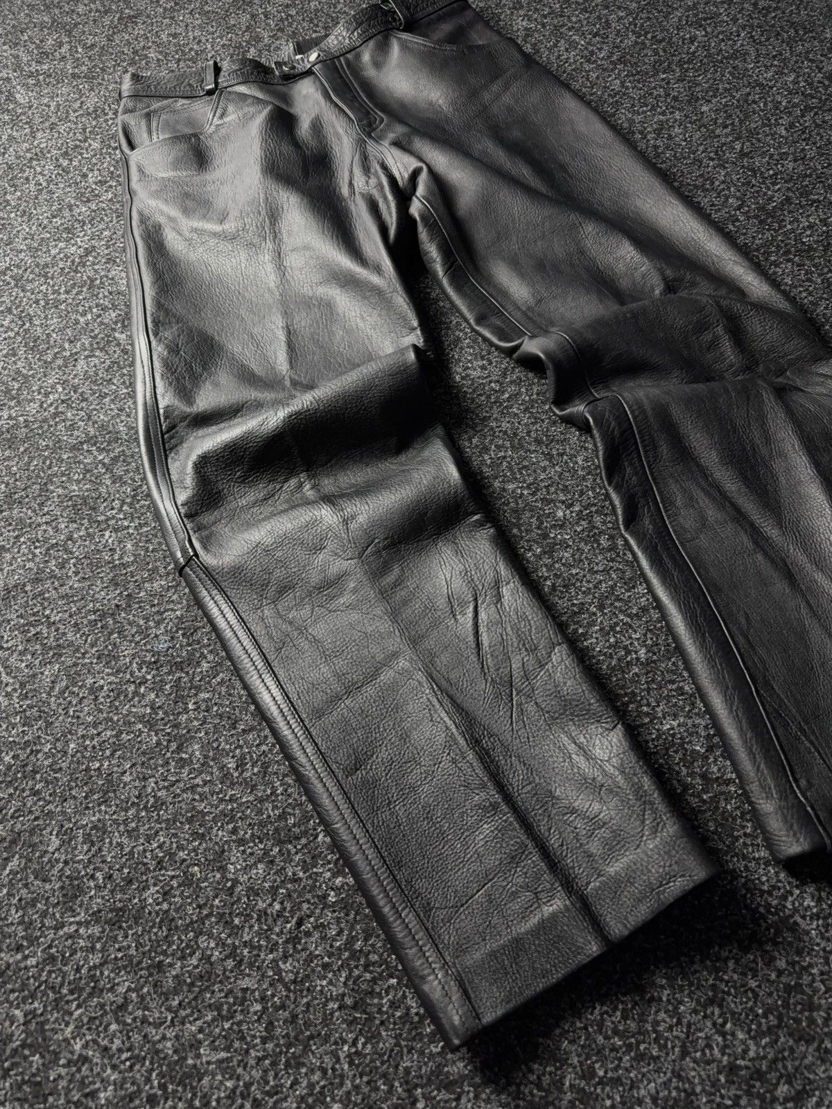 Leather Y2K Vintage Leather Pants Opium Style Alt Biker USA Rare Size US 35 - 2 Thumbnail