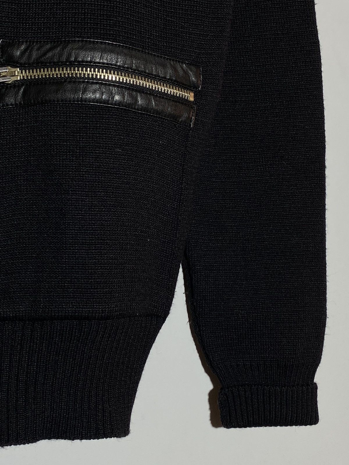 Versace Jeans Couture × Vintage Versace Jeans leather elements wool black zip up sweater Size US M / EU 48-50 / 2 - 8 Thumbnail