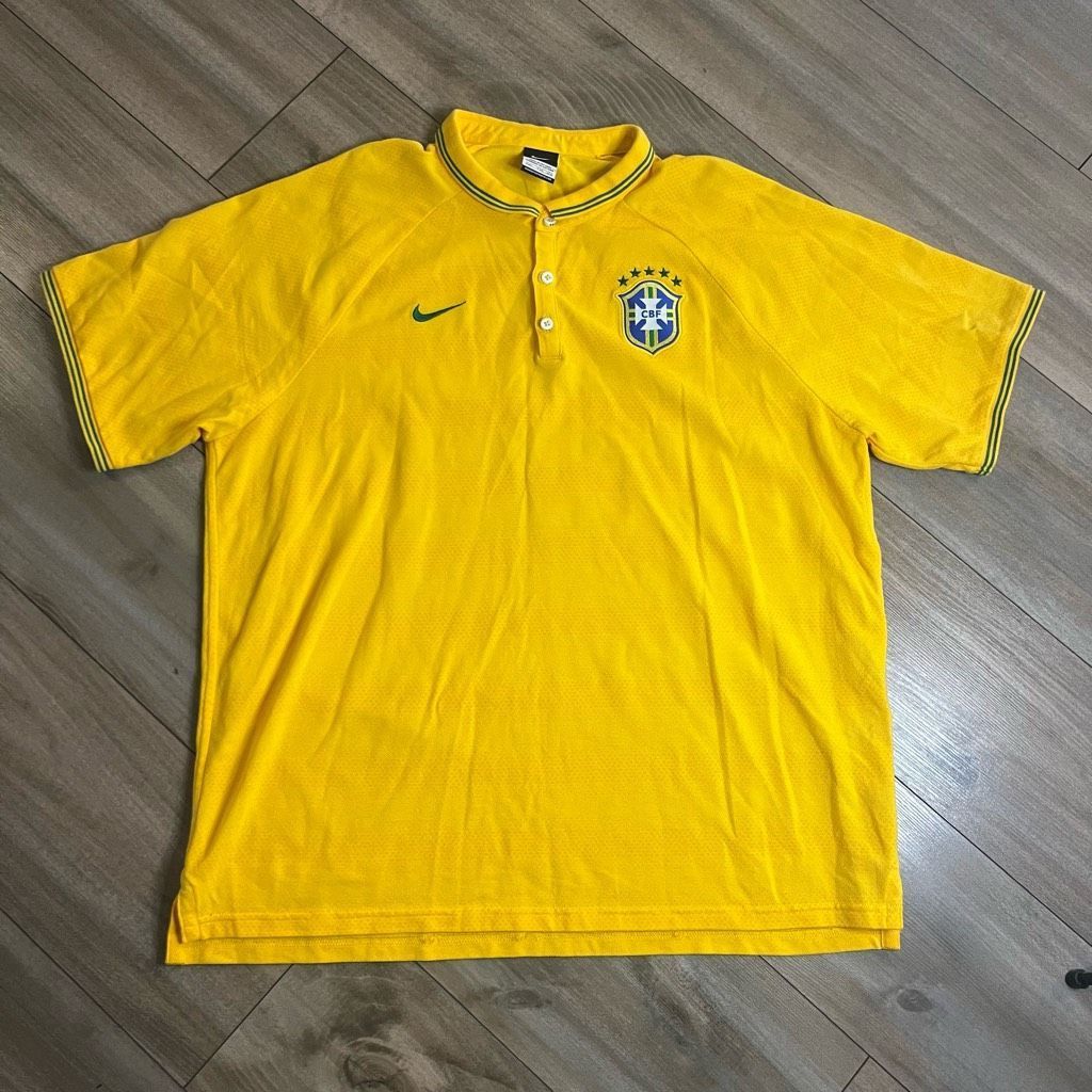 Nike Nike Brasil Yellow Athletic Casual Polo Men XXL Bin L-112 Size US XXL / EU 58 / 5 - 1 Thumbnail