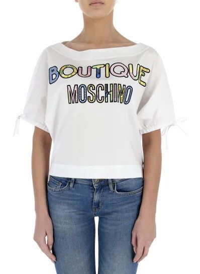 Boutique Moschino Boutique MOSCHINO White Cotton T-Shirt Size US 6 EU 36 Size M / US 6-8 / IT 42-44 - 1 Thumbnail