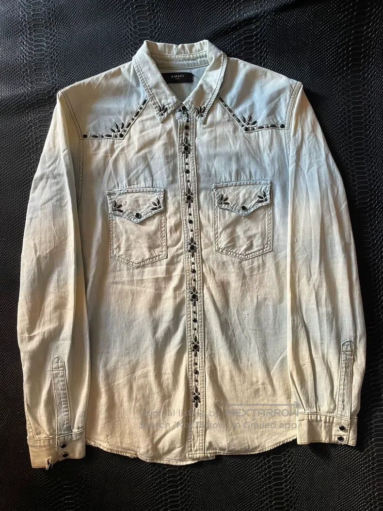 Amiri Amiri Studded crystal denim shirt Size US L / EU 52-54 / 3 - 1 Thumbnail