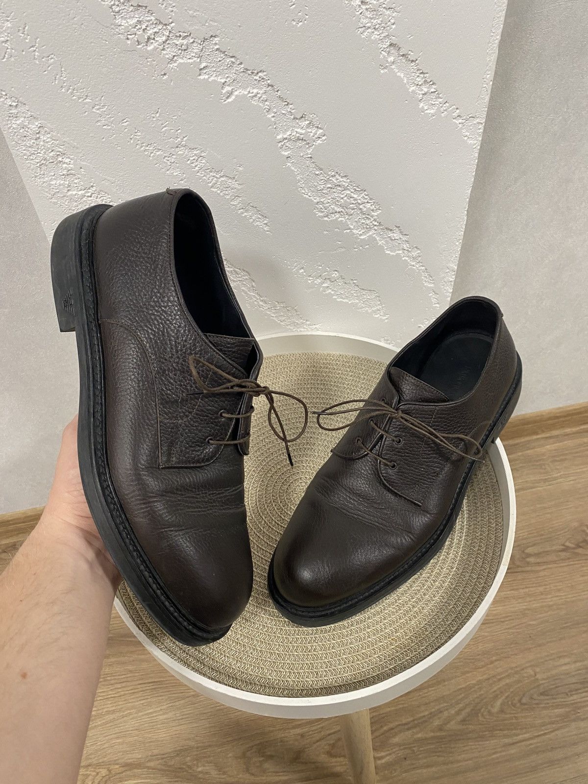Emporio Armani Emporio Armani Brown Leather Oxford Derby Shoes Size: 44 Size US 11 / EU 44 - 1 Thumbnail
