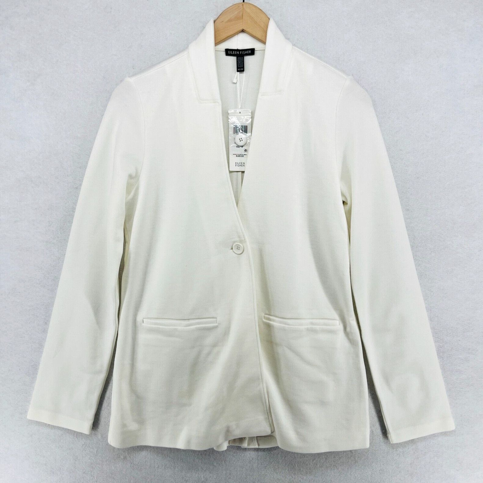 image of Eileen Fisher Blazer Xs Tencel Ponte Stretch Jacket Cardigan White New, Women's