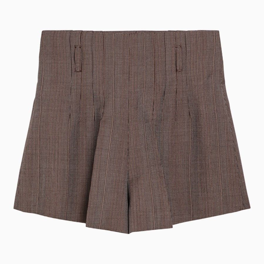 Prada o1d2blof0924 Wool Shorts in Brown Size 27" / US 4 / IT 40 - 2 Thumbnail