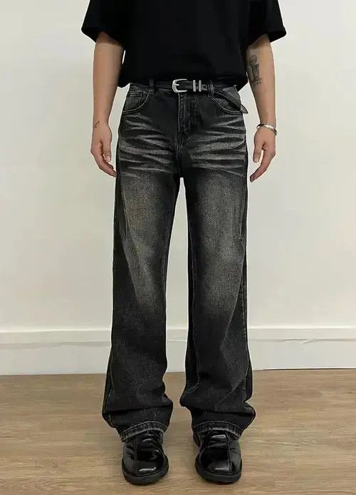 VIBE Vintage washed black micro-flare casual jeans Size US 32 / EU 48 - 1 Thumbnail