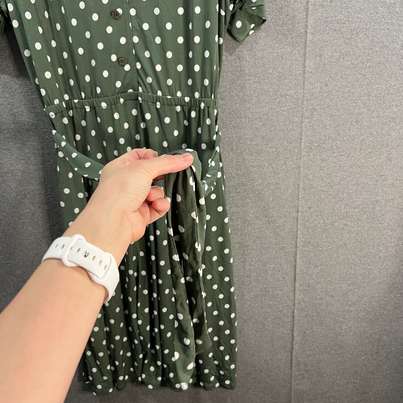 Other Girl With Curves Regular Collared Knit Midi Shirt Dress Oliv Size M / US 6-8 / IT 42-44 - 11 Thumbnail