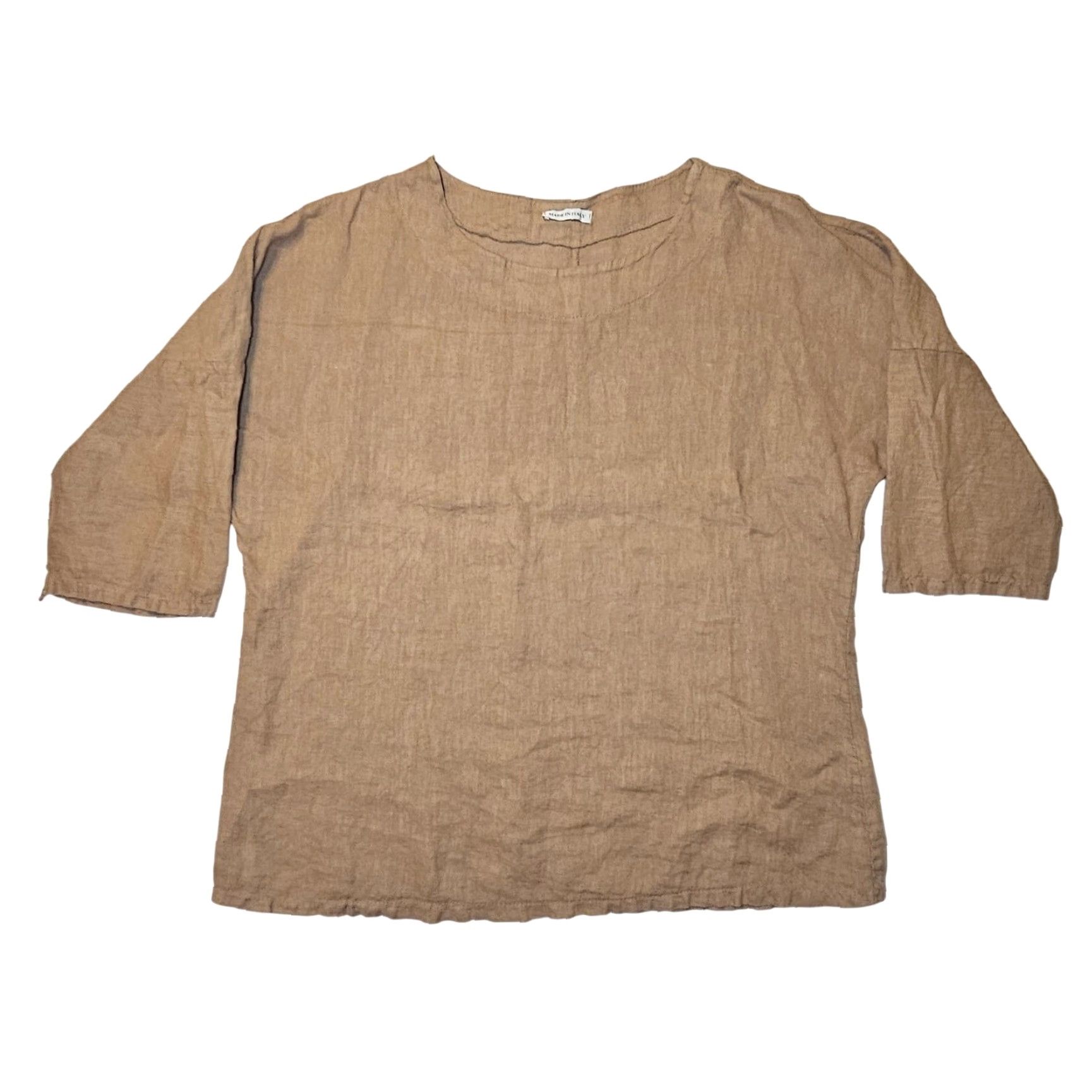 Vintage VINTAGE Made in Italy Linen Top Womens 2XL Beige 3/4 Sleeve Blouse Linen 100% AJ Andrea Jovine Womens Blouse All Seasons Casual Travel Size XXL / US 16-18 / IT 52-54 - 2 Thumbnail
