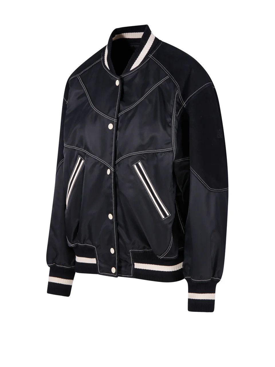 Givenchy o1w1db10325 Bi Meterial Oversized Varsity Jacket in Black Size L / US 10 / IT 46 - 3 Thumbnail