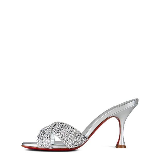 Christian Louboutin Mariza Is Back Embellished 85mm Leather Mules Size US 7 / IT 37 - 3 Thumbnail