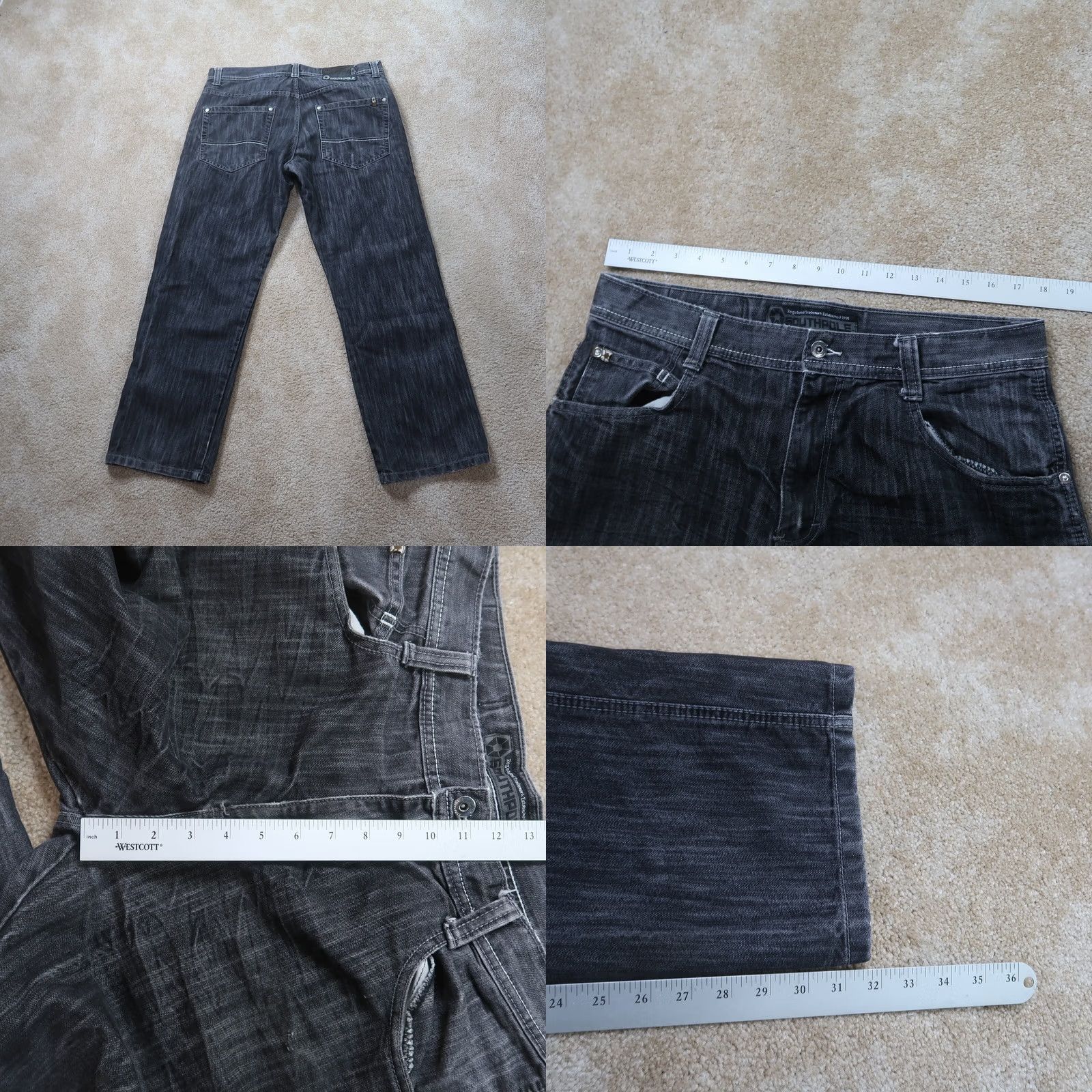 Southpole VINTAGE Southpole Jeans Mens 36x31 Black Denim Loose Baggy Fit Hip Hop Jeans Mens 36x31 Black Denim Hip Hop Boys? Size US 36 / EU 52 - 8 Thumbnail
