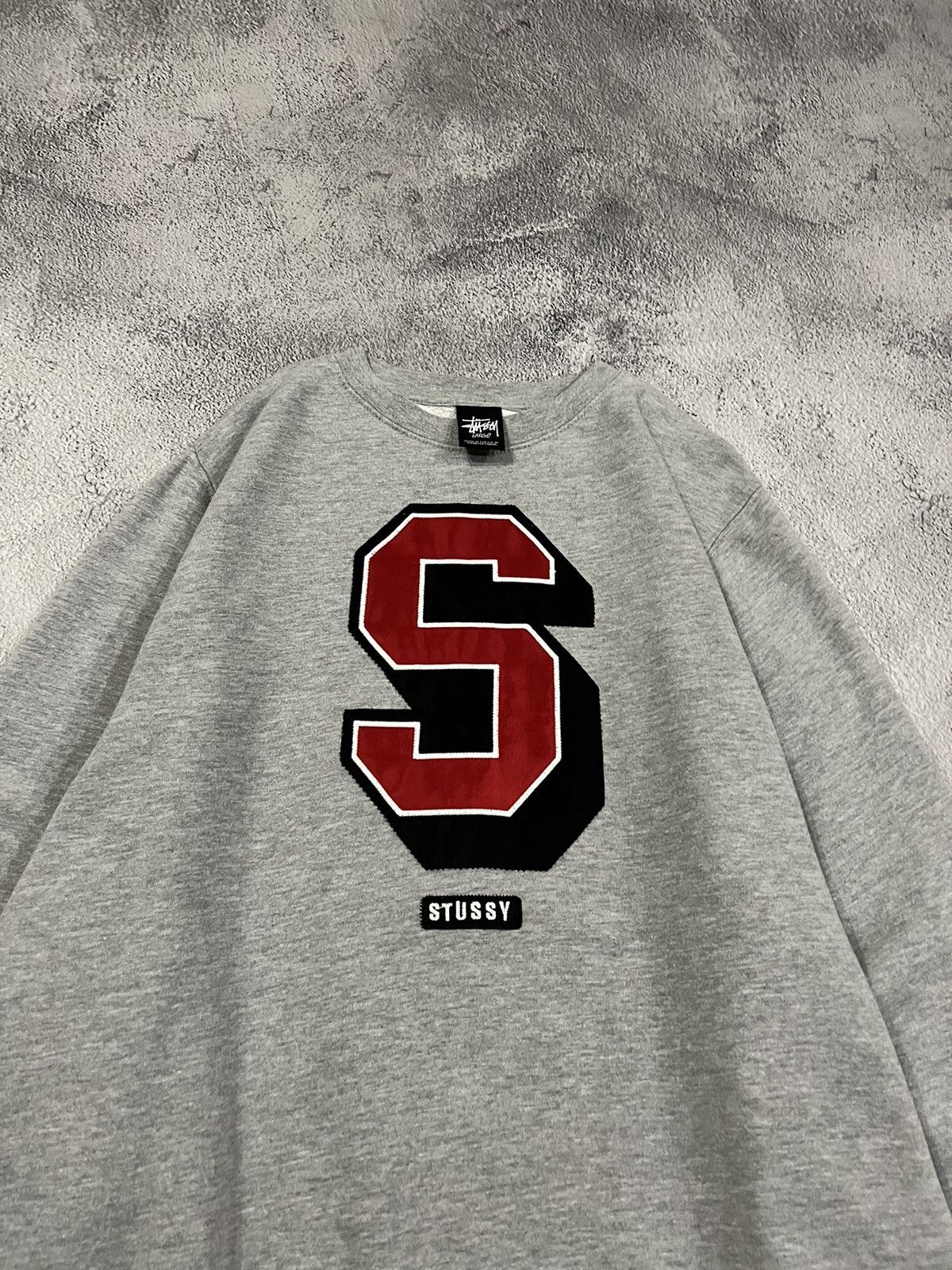 Stussy × Vintage Vintage Y2k Stussy 🩶 Spellout Big Logo Sweatshirt 00’s Size US L / EU 52-54 / 3 - 4 Thumbnail