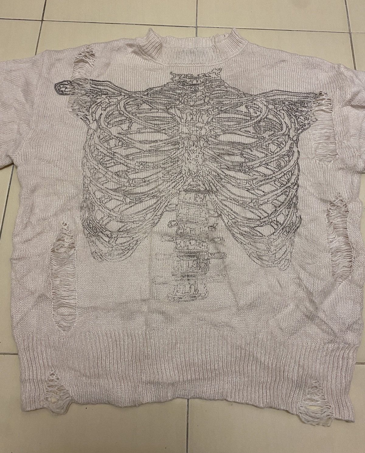 Japanese Brand Dirally Distressed Knit Upper Body Bones Sweater Size M / US 6-8 / IT 42-44 - 4 Thumbnail