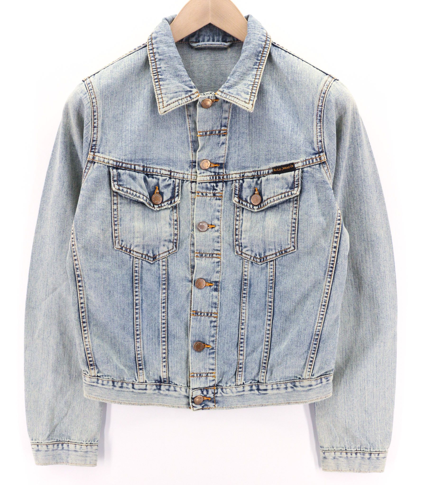 Nudie Jeans TERRY S Denim Bleach Blue Washed Buttoned Jacket 80758 Size US S / EU 44-46 / 1 - 1 Thumbnail