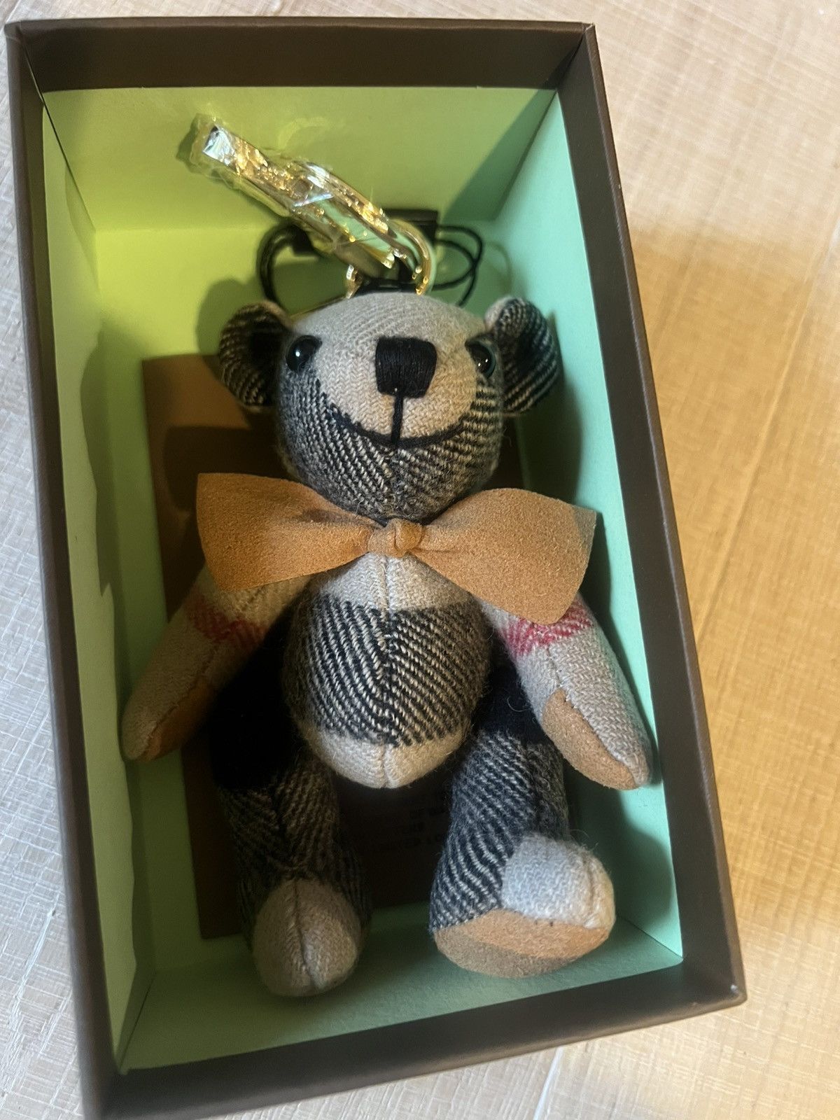 Burberry Monogram teddy bear keyring in grey and cream keychain Size ONE SIZE - 1 Thumbnail