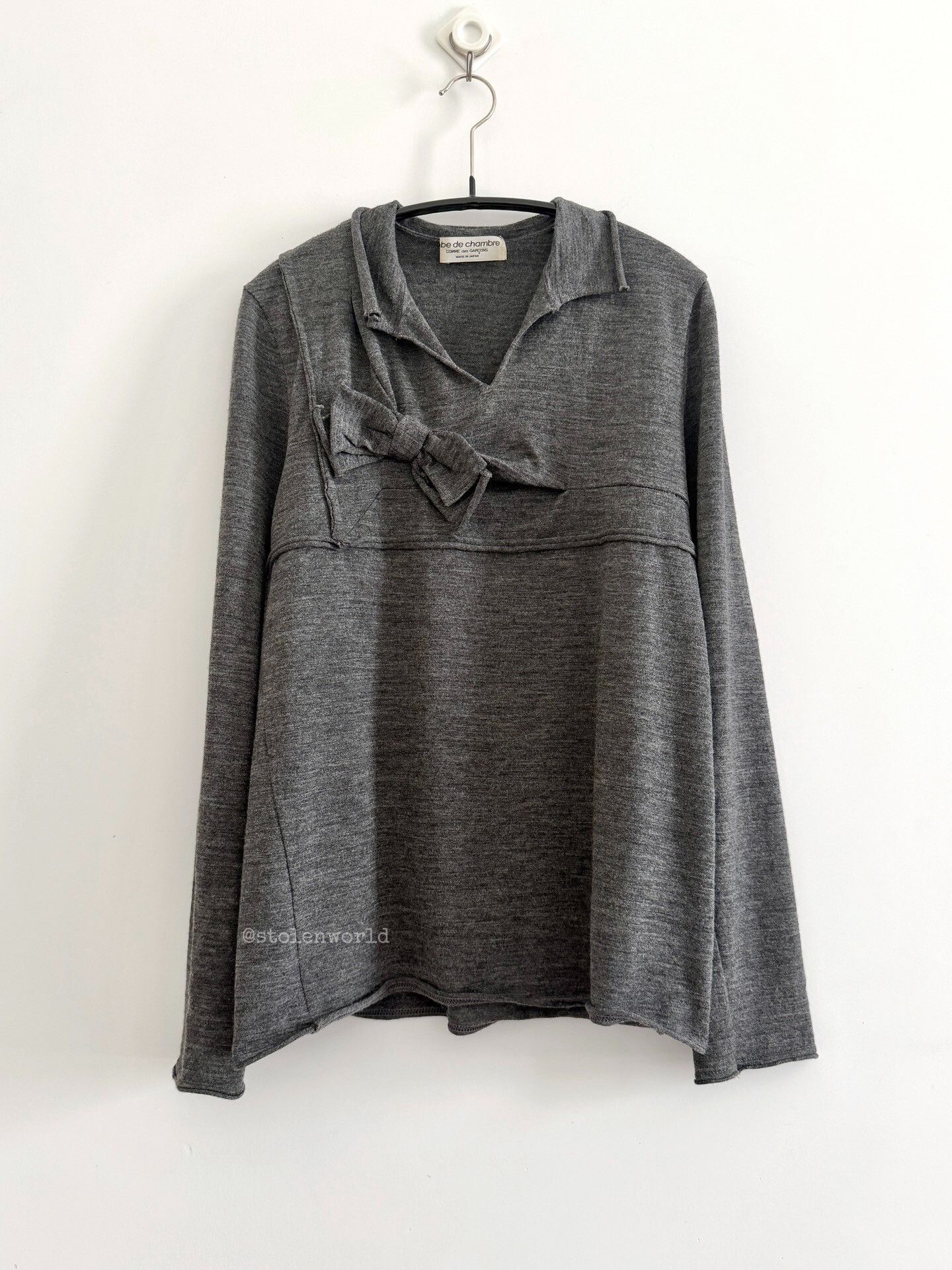 Comme des Garcons gray wool top with bow detail Size M / US 6-8 / IT 42-44 - 1 Thumbnail