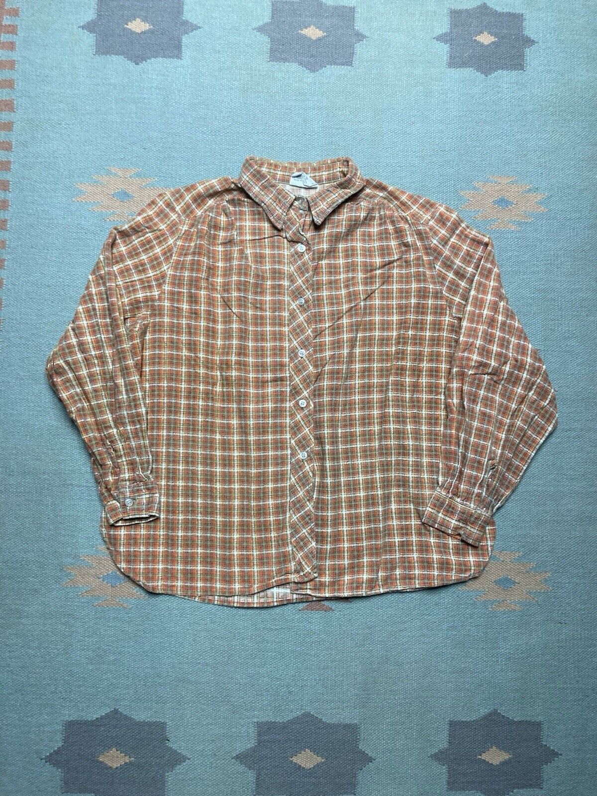 Vintage VTG 80s flannel shirt brushed cotton plaid soft womens 44 XL Size XL / US 12-14 / IT 48-50 - 1 Thumbnail