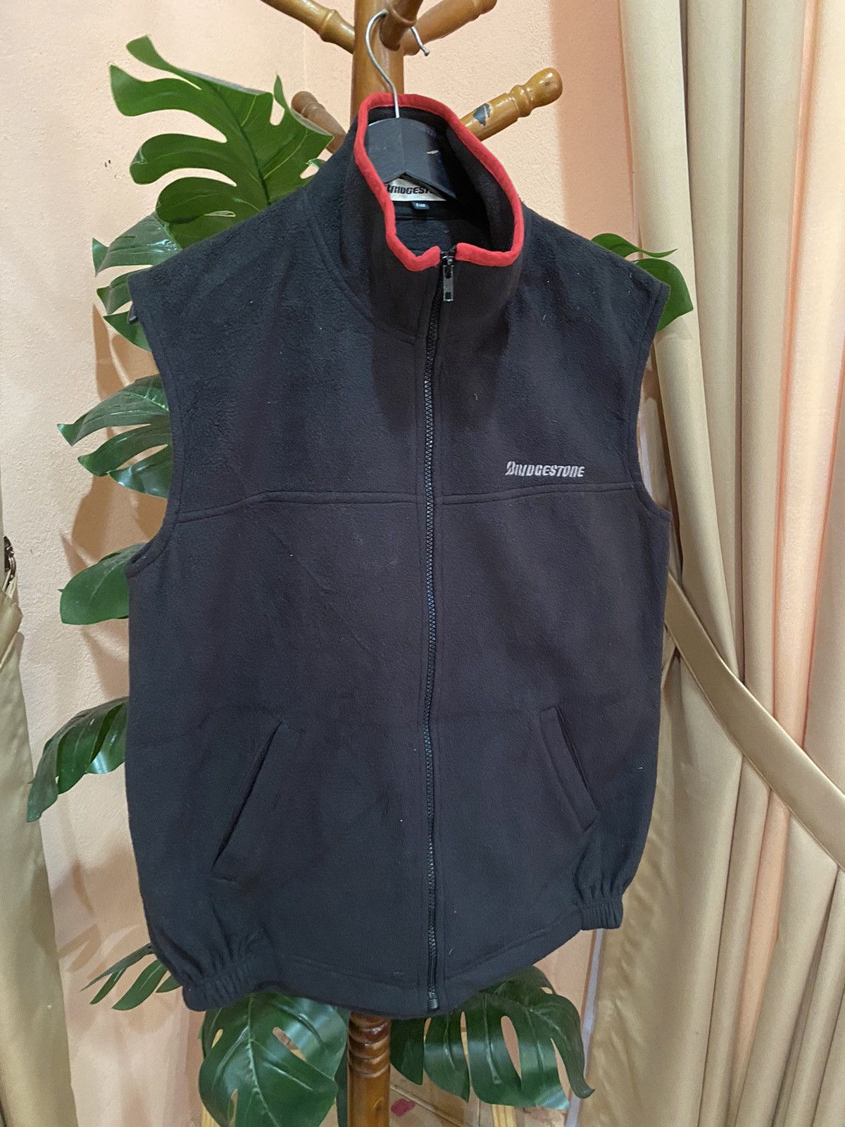Vintage Bridgestone Fleece Vest – Vintage Black Sleeveless Jacket Size US L / EU 52-54 / 3 - 3 Thumbnail