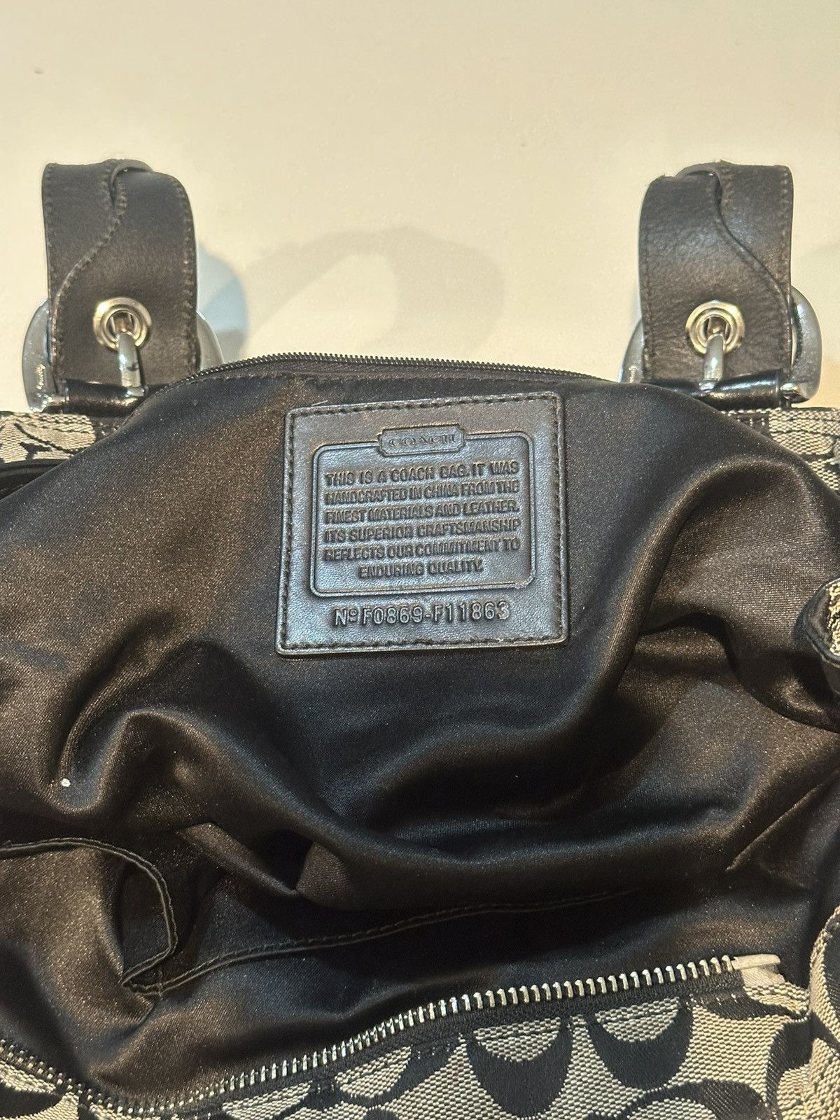 Coach Coach Soho Pleated Signature Tote – Grey/Black Size ONE SIZE - 3 Thumbnail