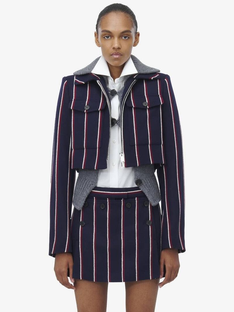 Adidas o1srvl11e0226 College Stripe Cropped Jacket In Multicolor Size S / US 4 / IT 40 - 2 Thumbnail