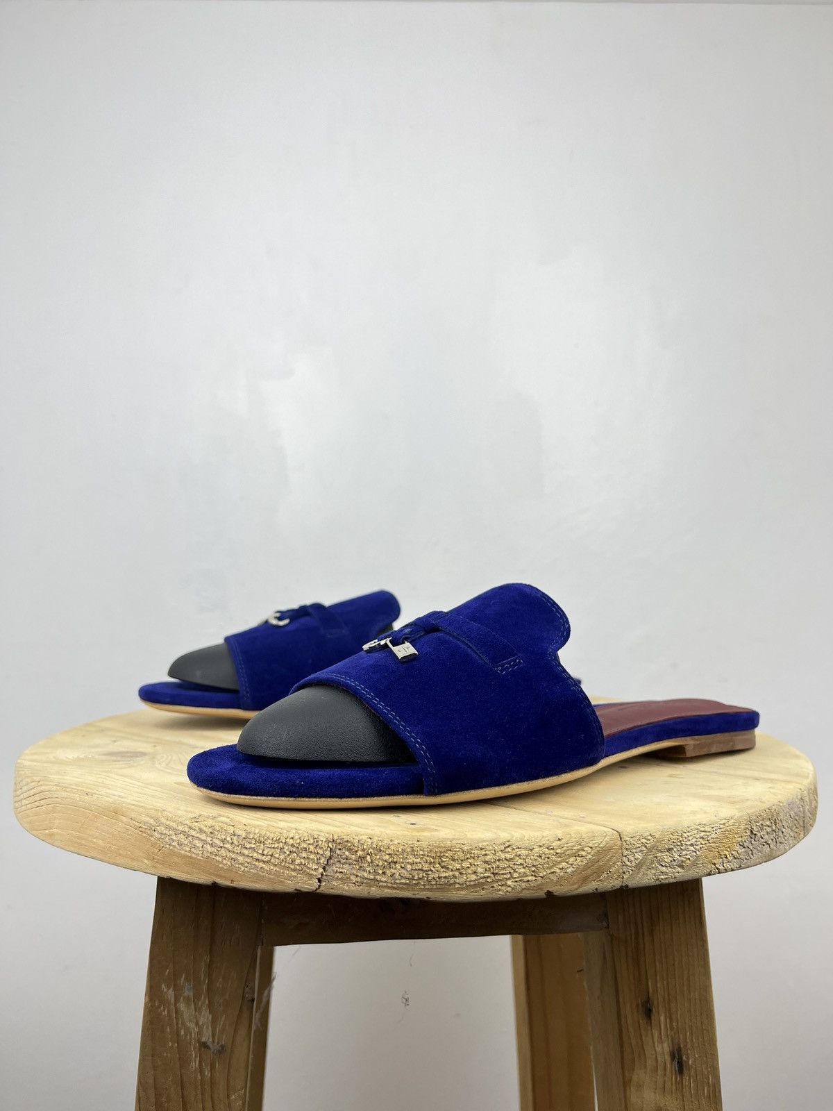 Loro Piana Navy Blue Suede Summer Charms Walk Slides Size US 9 / IT 39 - 8 Thumbnail