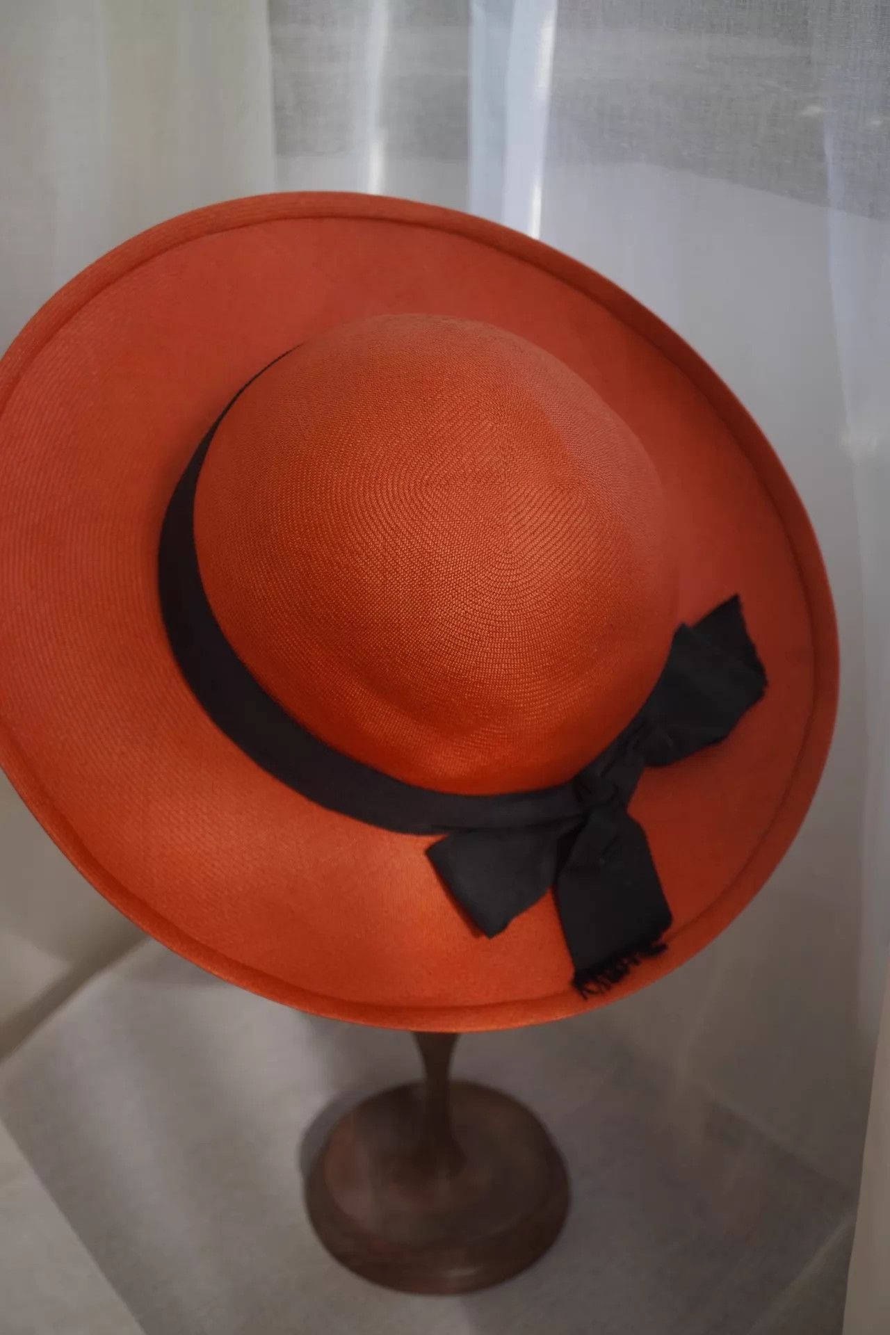 Chanel Chanel 80s Rare Orange-Red Wide-Brim Straw Hat 57 Size ONE SIZE - 4 Thumbnail