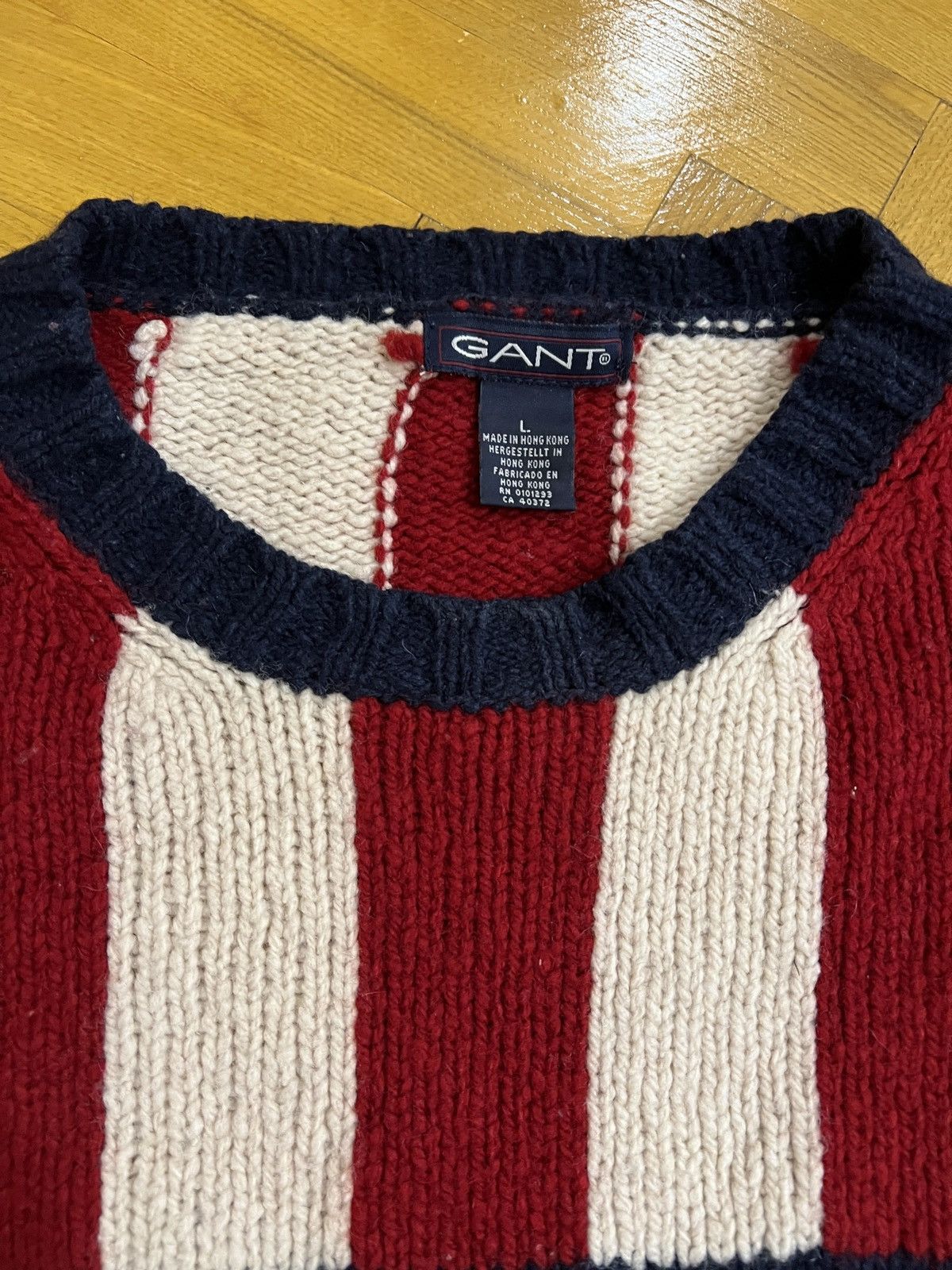 Gant GANT Mens Crew neck Jumper L Heavy Wool Knit Sweater Size US L / EU 52-54 / 3 - 4 Thumbnail
