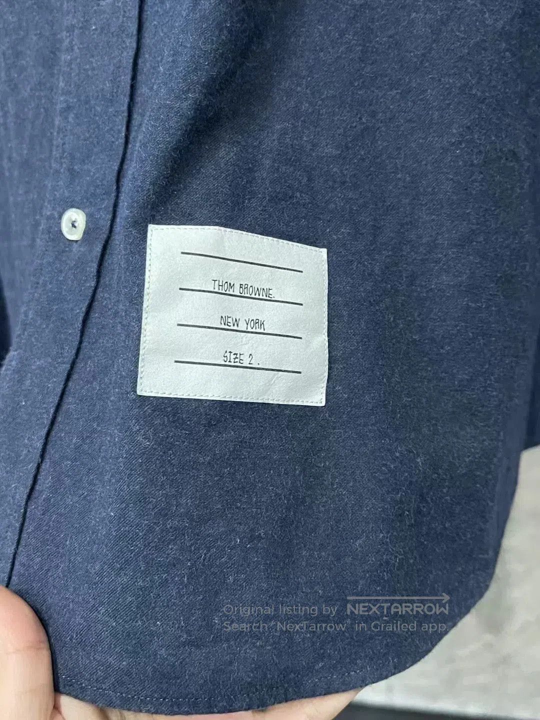 Thom Browne Thom Browne Navy Brushed Distressed Shirt. Size US M / EU 48-50 / 2 - 5 Thumbnail