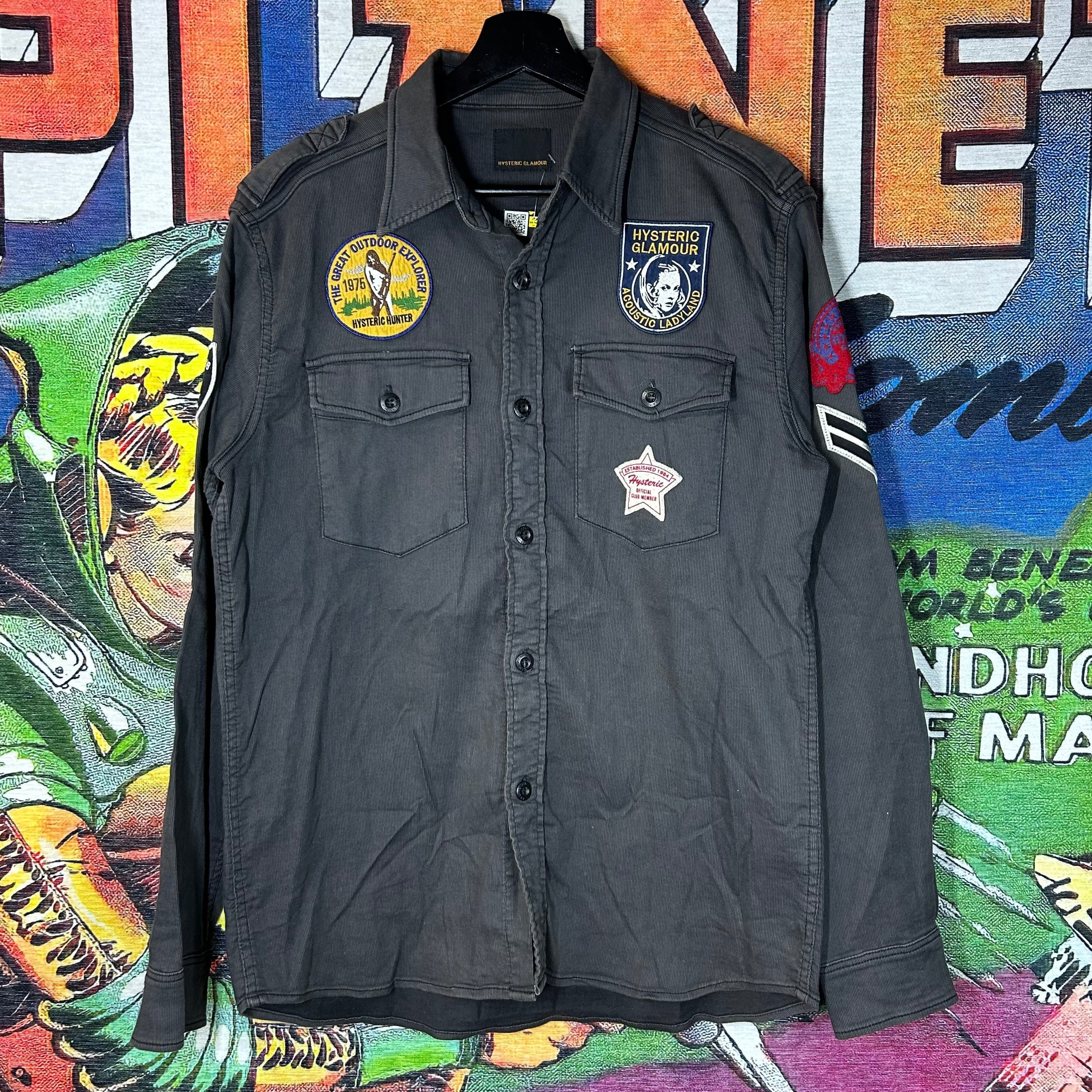 Hysteric Glamour × Vintage Vintage 90s Hysteric Glamour Military Patch Button Up Shirt Size US L / EU 52-54 / 3 - 1 Thumbnail