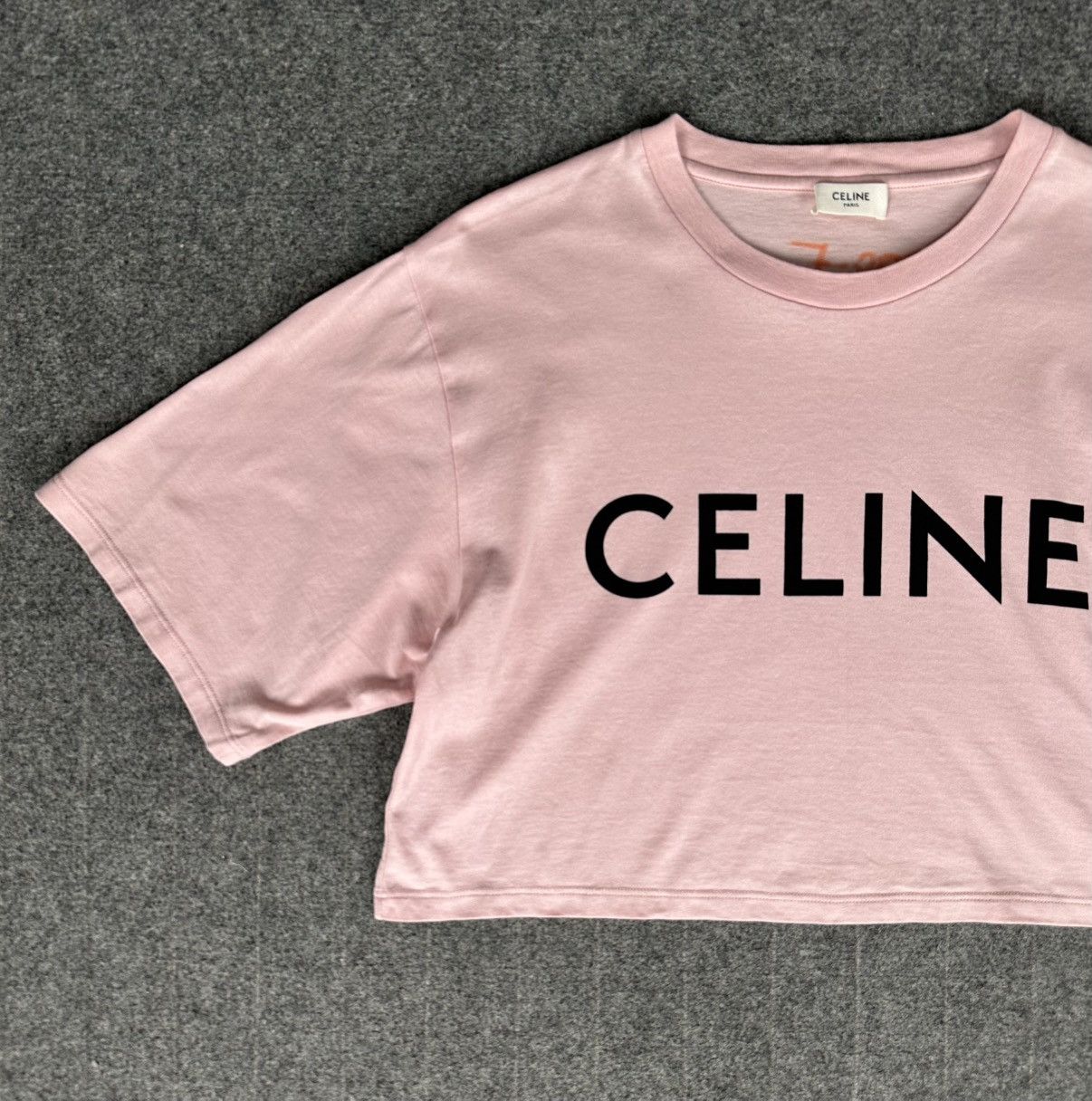 Celine Celine - Hedi Slimane S/S21 Cropped T-shirt - Light Rose Size M / US 6-8 / IT 42-44 - 2 Thumbnail