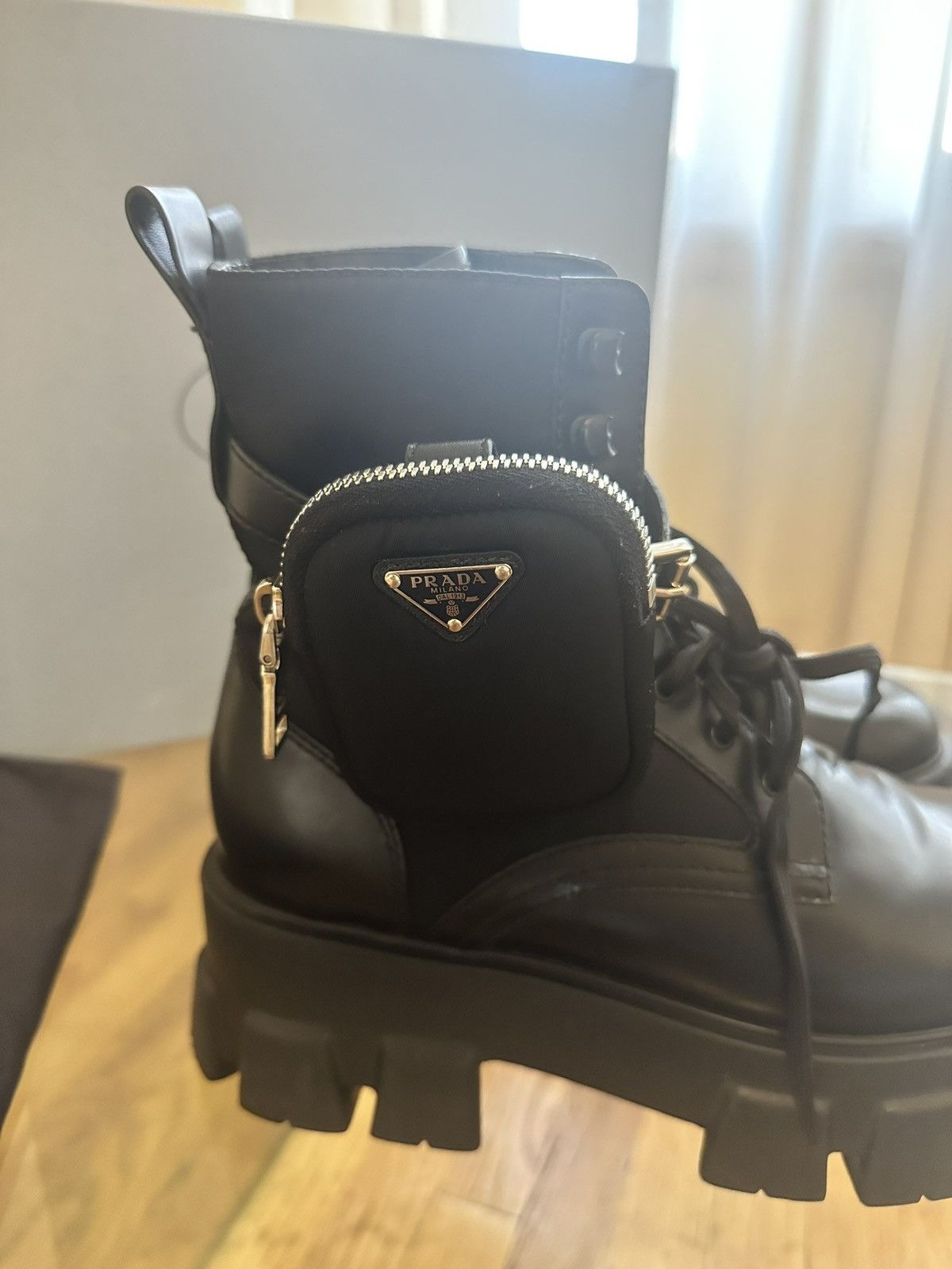 Prada Prada Monolith brushed leather and Re-Nylon boots with pouch Size US 10.5 / IT 40.5 - 7 Thumbnail