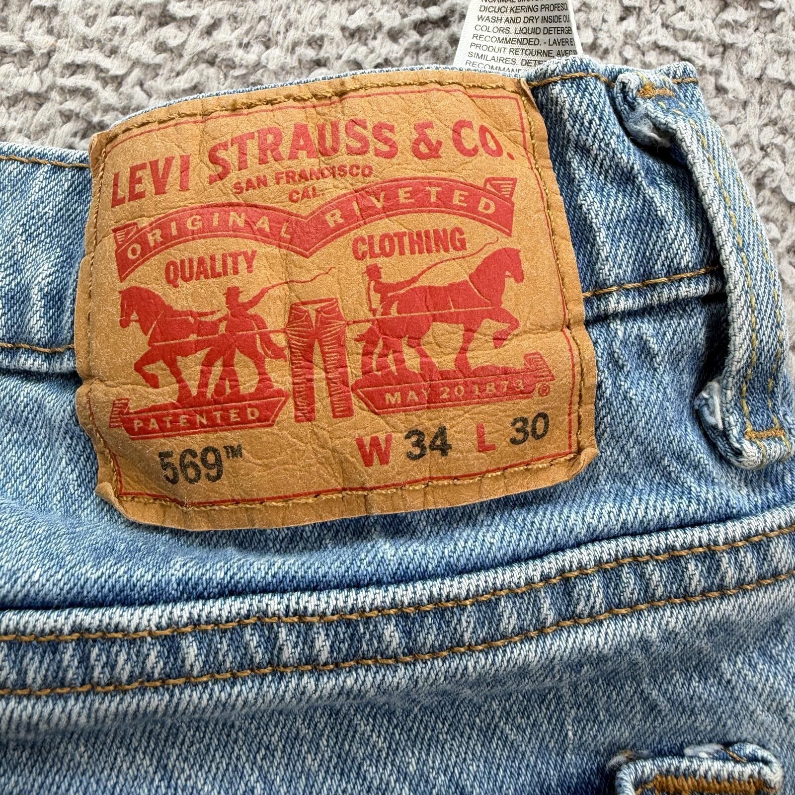 Levi's Levis 569 Loose Straight Jeans Light Wash Baggy Fit 34x30 Size US 34 / EU 50 - 6 Thumbnail