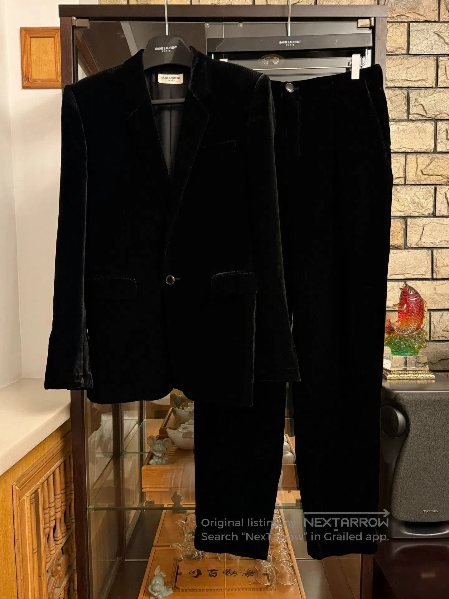 Saint Laurent Paris Saint Laurent 20FW Runway Black Velvet Striped Suit. Size US M / EU 48-50 / 2 - 1 Thumbnail