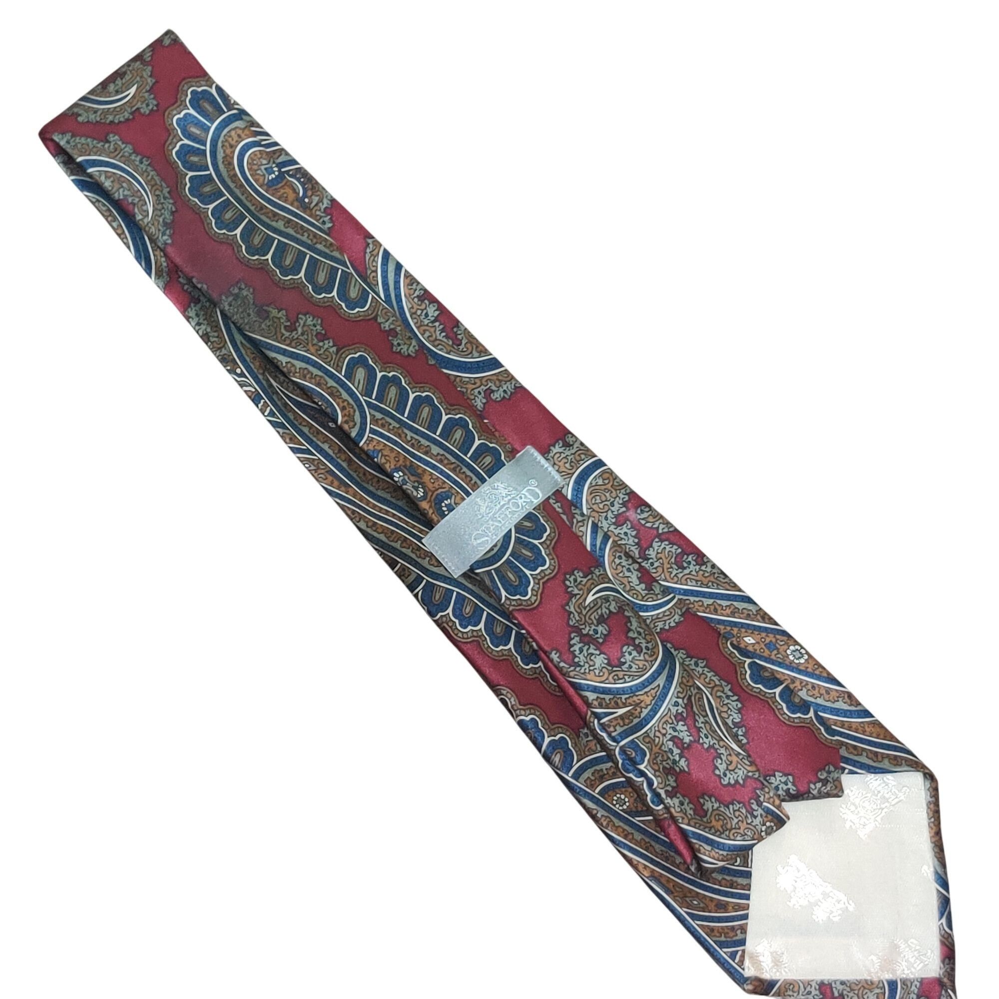 Vintage Stafford Executive All Silk Paisley Tie Red Blue Gold USA Ma Size ONE SIZE - 3 Thumbnail