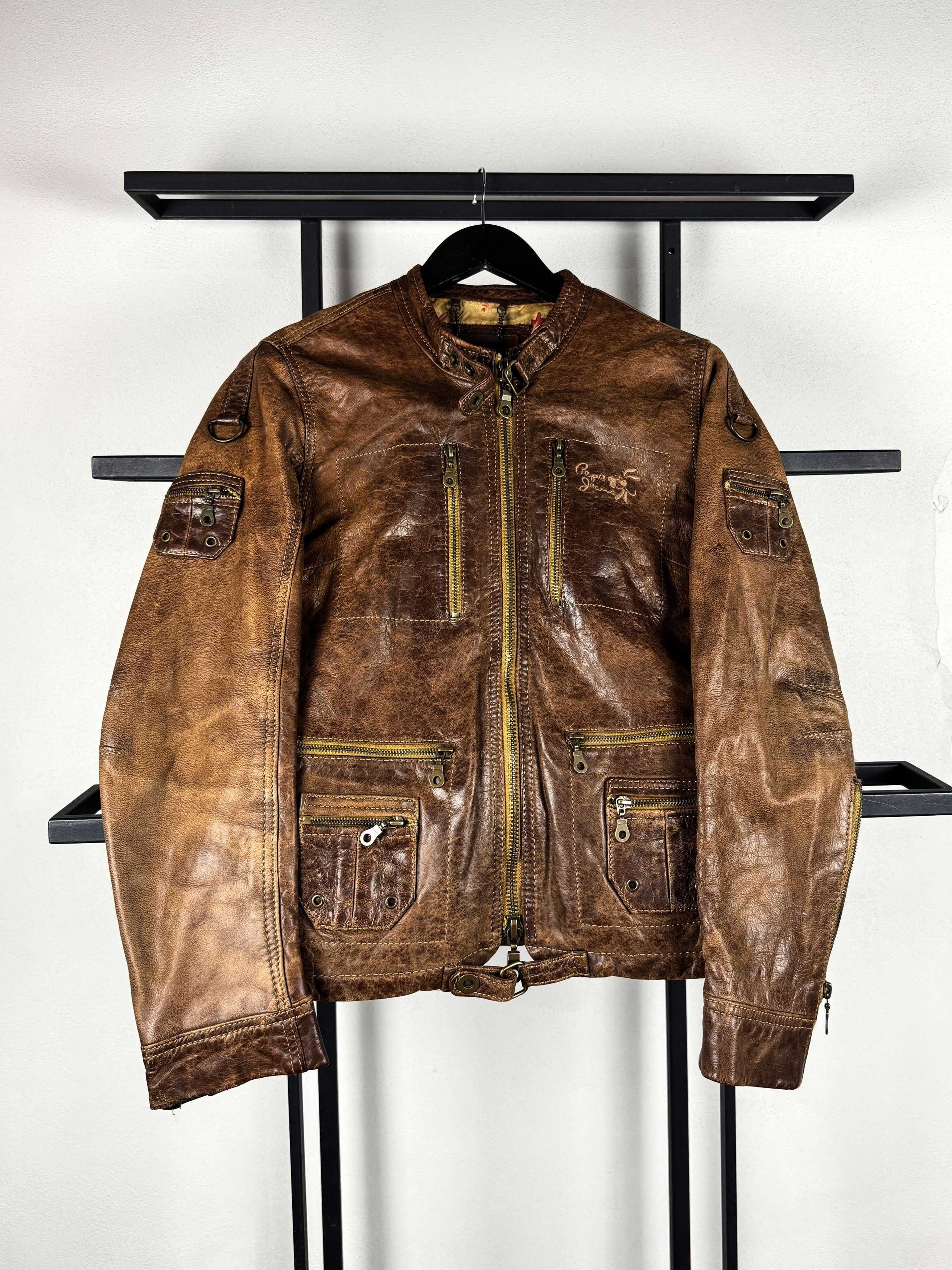 Tornado Mart Vintage Distressed Brown Leather Biker Jacket Y2K Style Size US XS / EU 42 / 0 - 1 Thumbnail