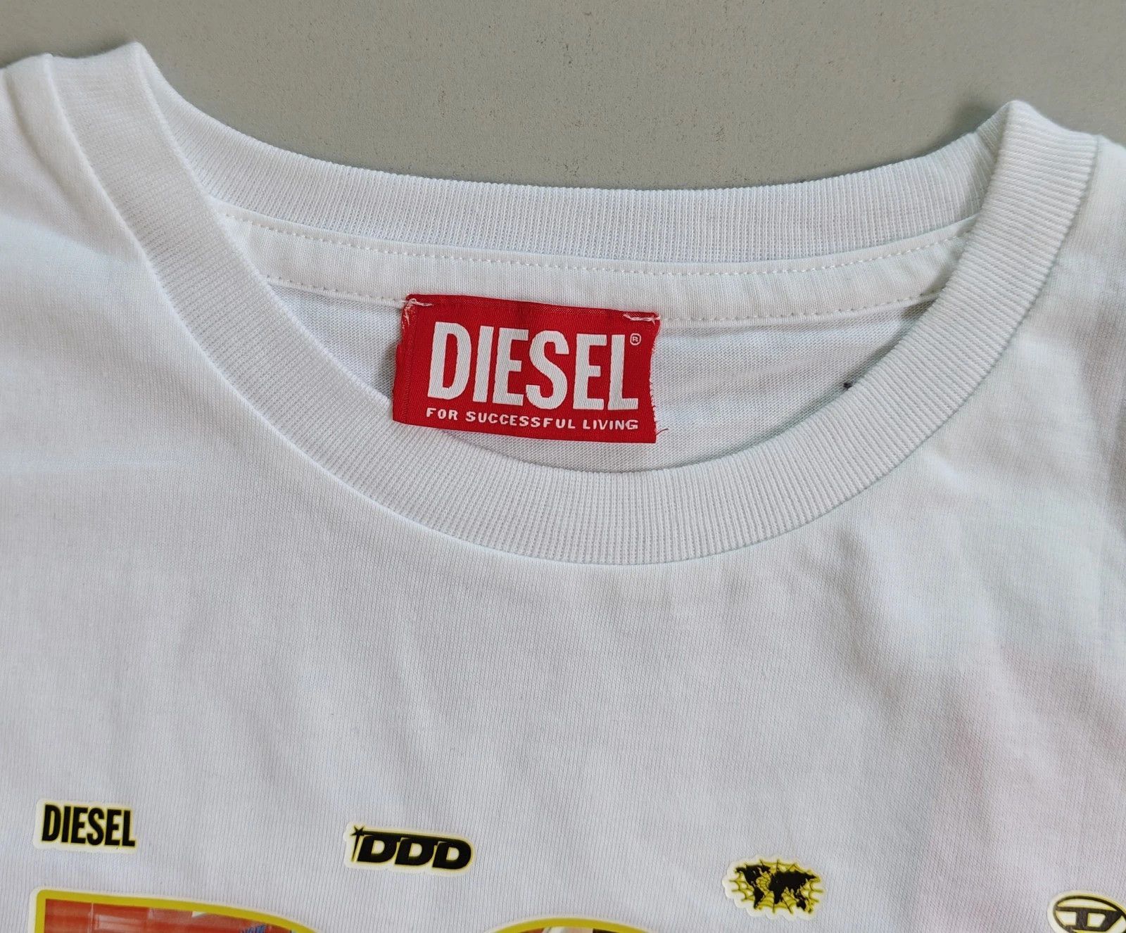 Diesel DIESEL White T-shirt with DSL 78 Denim print T 4170 Size US S / EU 44-46 / 1 - 4 Thumbnail