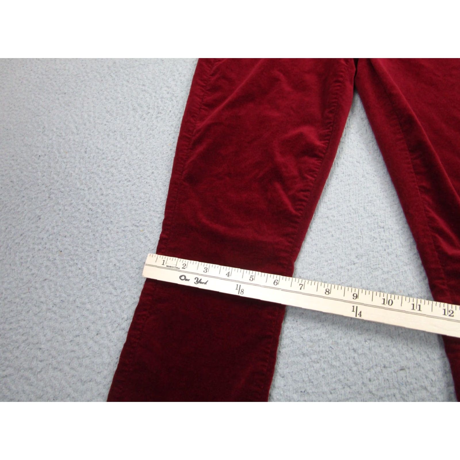 L'AGENCE L'Agence Pants Womens 26 Red Bordeaux Velvet velour Skinny High Rise Made USA Size 26" / US 2 / IT 38 - 4 Thumbnail