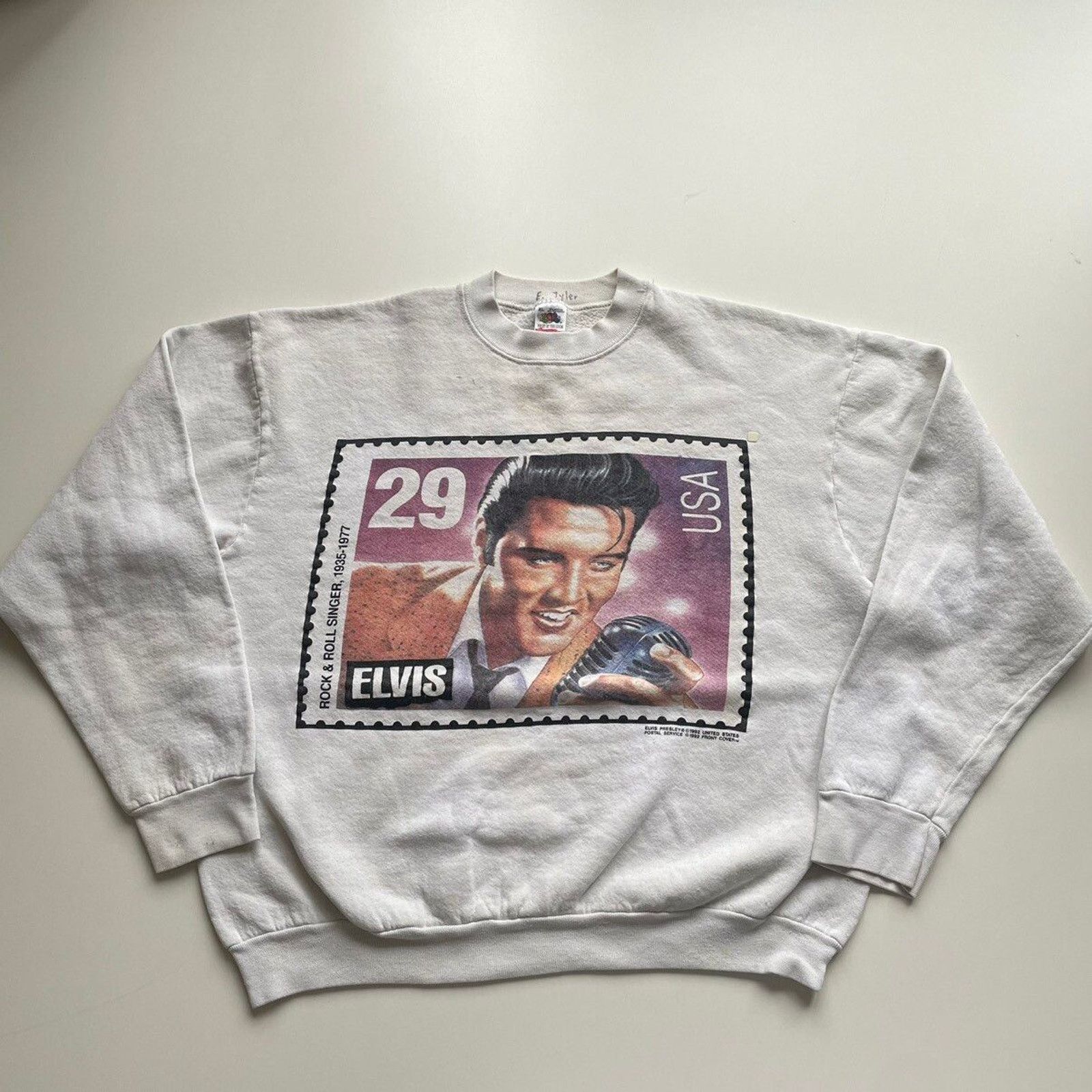 Band Tees × Vintage Vintage 90s Elvis Postage Stamp Graphic Crewneck Small Boxy Size US S / EU 44-46 / 1 - 1 Thumbnail