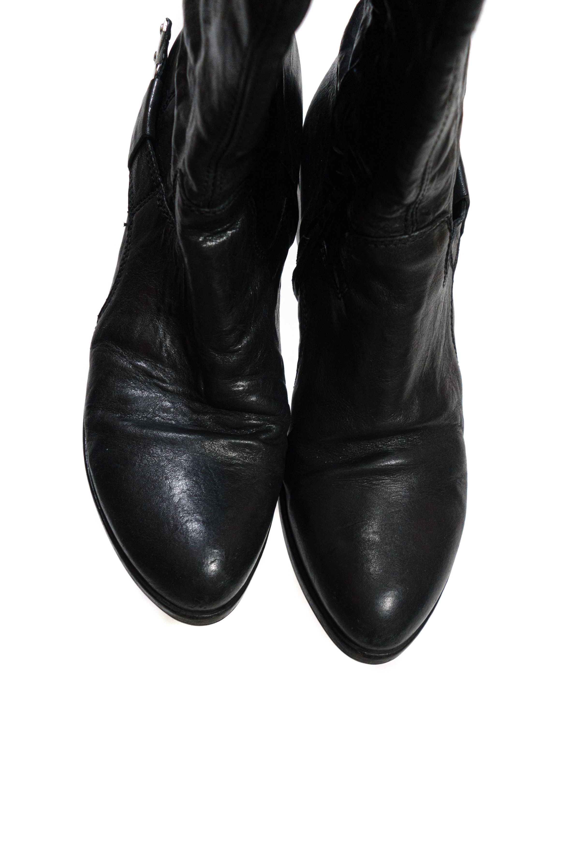 VIC MATI 00S Leather Side Zip Cowboy Leather High Boots Size US 8.5 / IT 38.5 - 5 Thumbnail