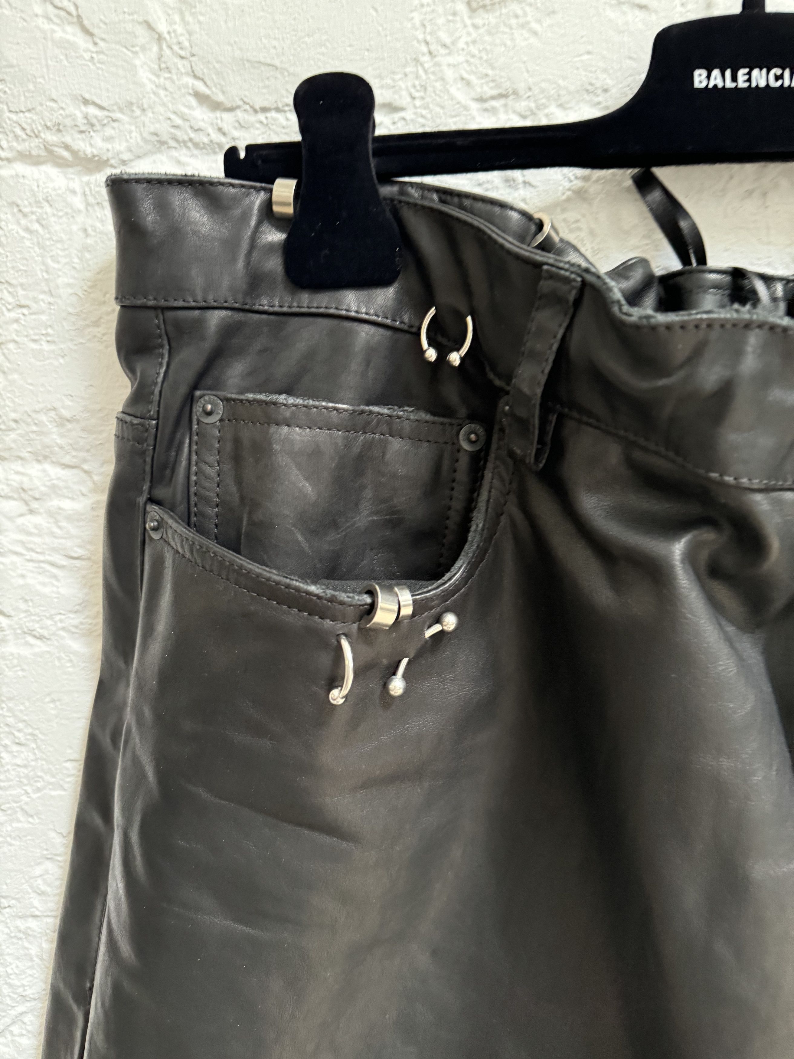 Balenciaga Balenciaga Pierced Leather Pants Size US 36 / EU 52 - 4 Thumbnail