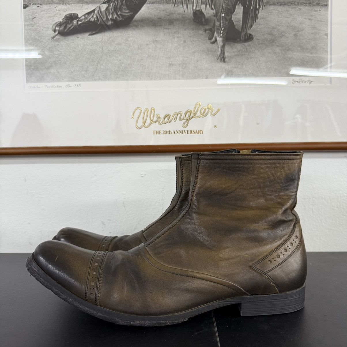 Dirk Bikkembergs WHOOP-DE-DOO RUSTY CHELSEA ZIP LEATHER BOOTS Size US 8.5 / EU 41-42 - 1 Thumbnail