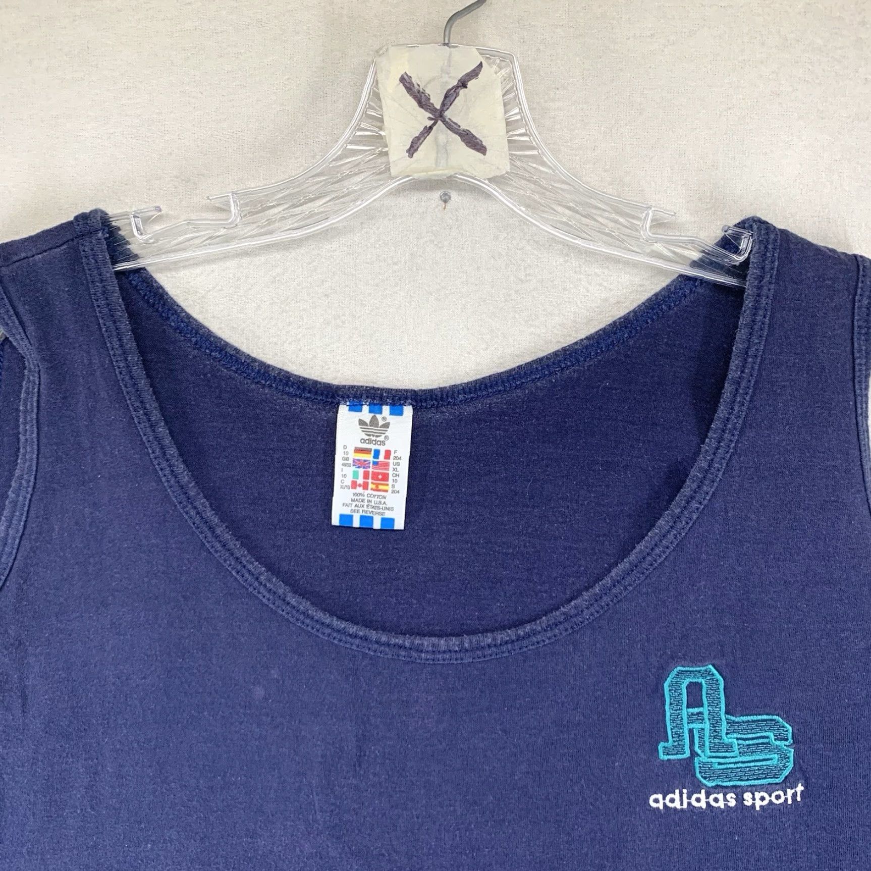 Adidas VINTAGE Adidas Men’s Sleeveless Tank Top T-Shirt XL Blue Sports Embroidered 80s Size US XL / EU 56 / 4 - 5 Thumbnail