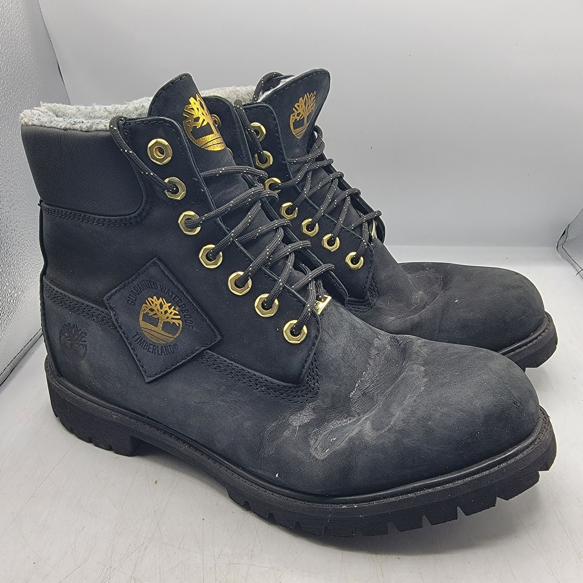 image of Timberland Premium Mens 12 Black 6 In Warm Lined Nubuck Wate Shoes