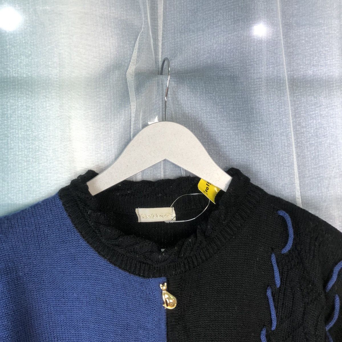 Homespun Knitwear Run Pariele Black Blue Patterned Cardigans #7412 Size M / US 6-8 / IT 42-44 - 6 Thumbnail