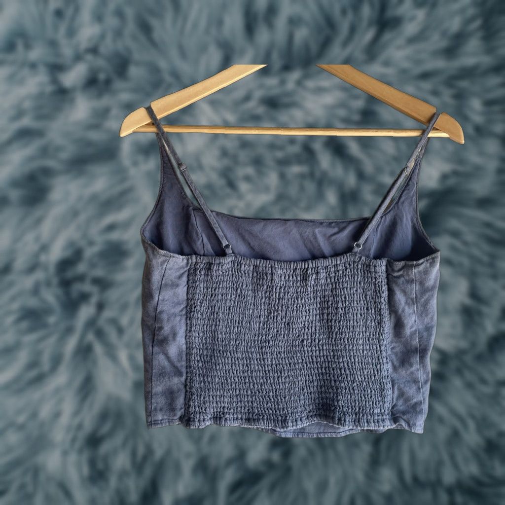 Abercrombie & Fitch VINTAGE Abercrombie & Fitch Med. Women Crop Top Gray Blue Feels Like Linen Cotton Blend Cropped Womens M Size M / US 6-8 / IT 42-44 - 1 Thumbnail