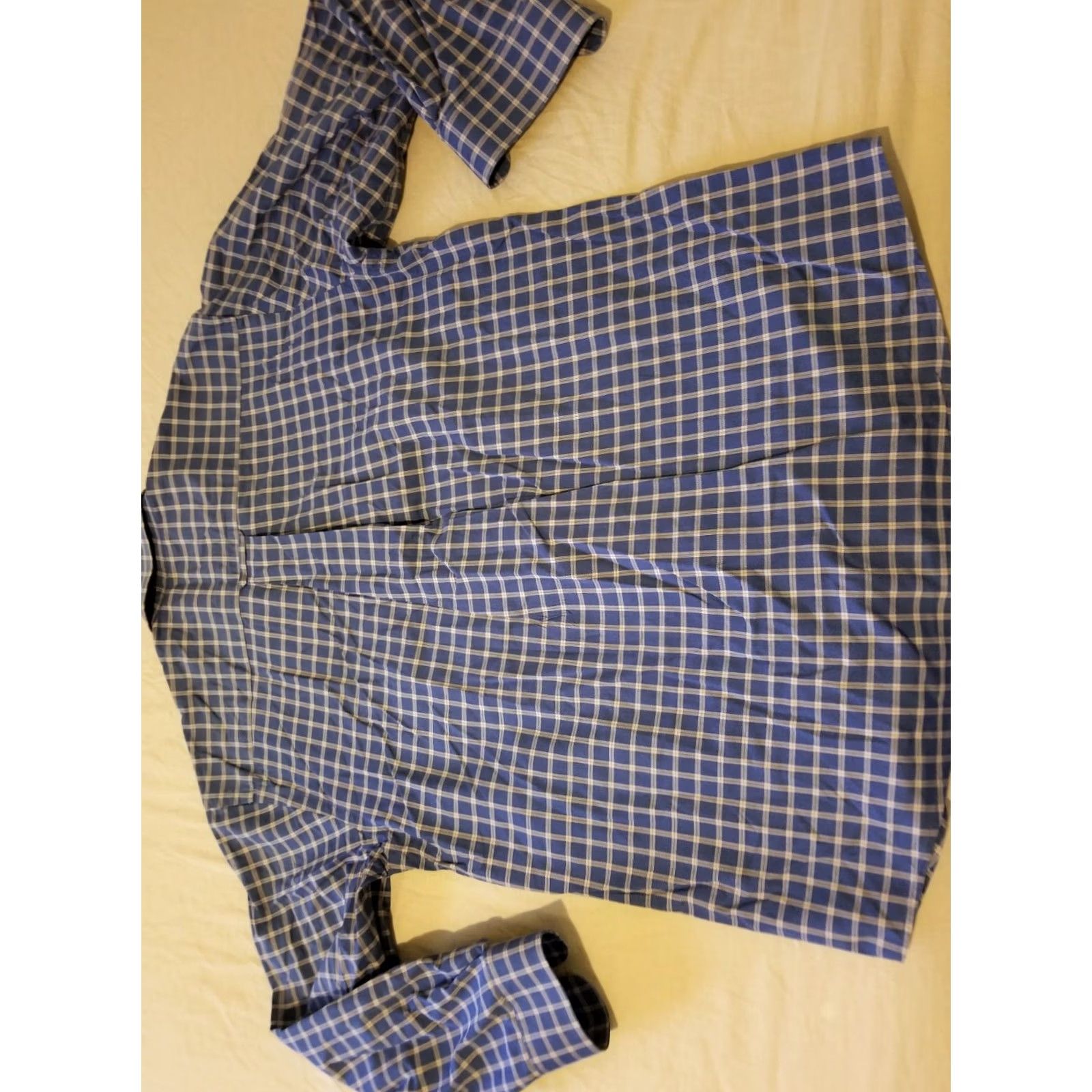 Orvis Orvis Mens Plaid Dress Shirt Large Navy Blue Button Cotton Size 42R - 5 Thumbnail