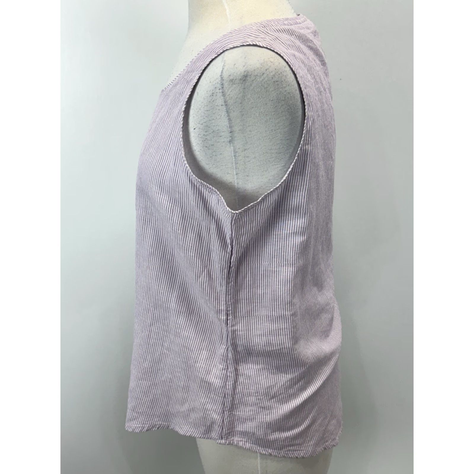 Vintage VINTAGE Chicos Linen Blend Tank Top Women Medium Purple White Sleeveless 90s Casual Shirts Size M / US 6-8 / IT 42-44 - 2 Thumbnail